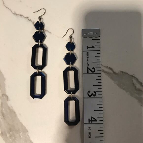 KENNETH COLE REACTION Navy Glass Dangling Earrings - Picture 3 of 3
